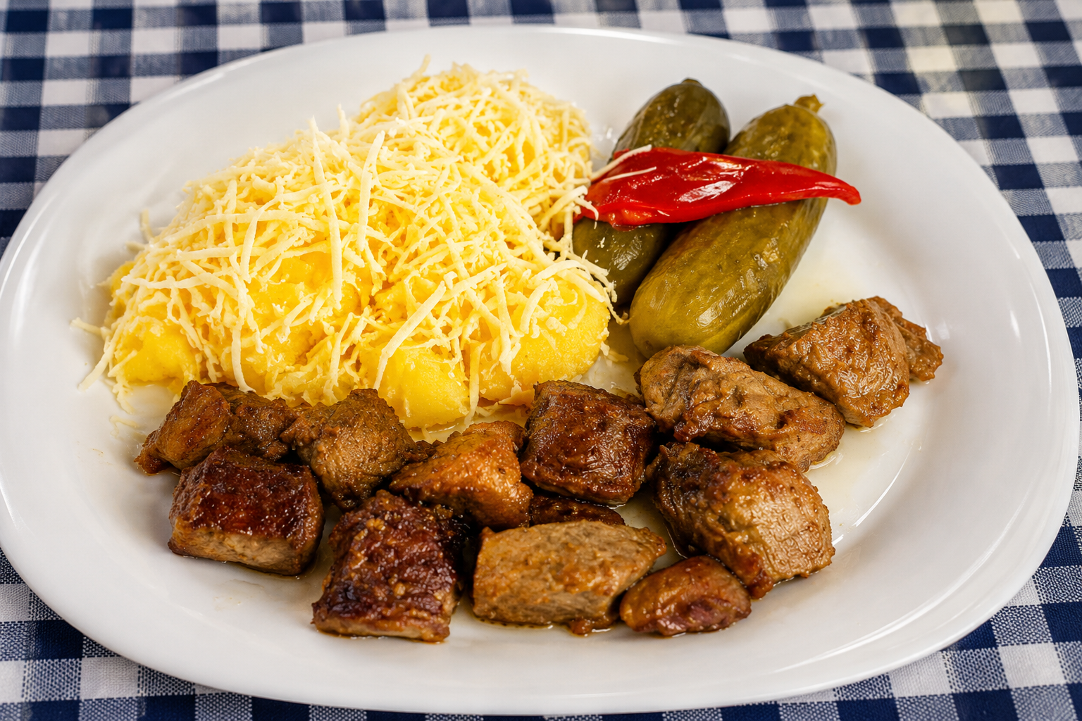 Plato de menú rumano en Asador de Pinto Casa Álex