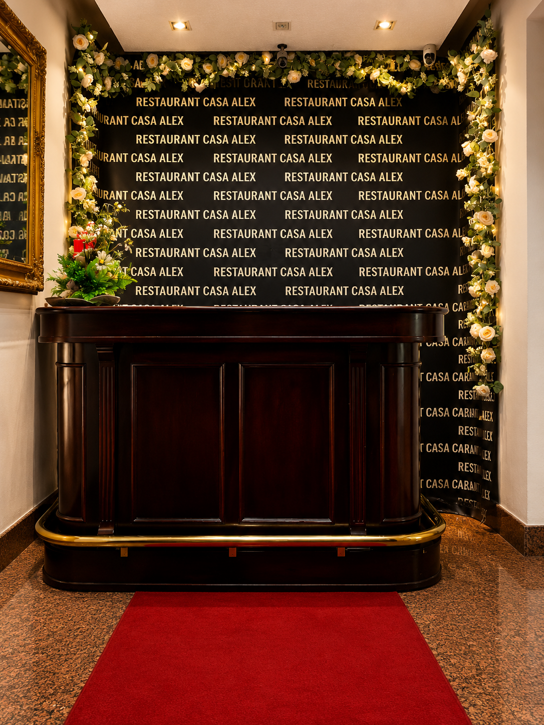Zona interior elegante para recibir a clientes y celebraciones en Casa Álex Pinto