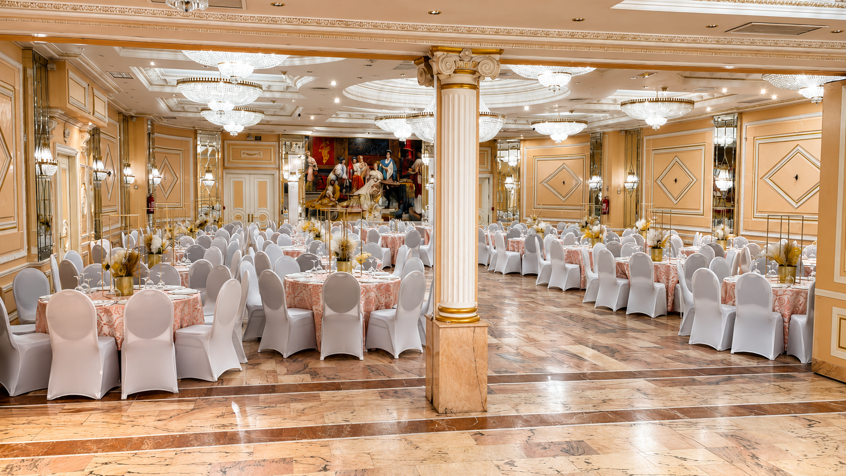 Comedor amplio preparado para bodas comuniones bautizos y comidas de empresa en Pinto